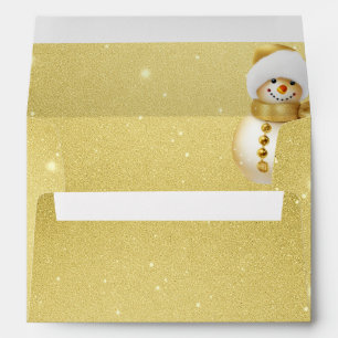 Christmas Celebration Golden Snowman Holidays Envelope