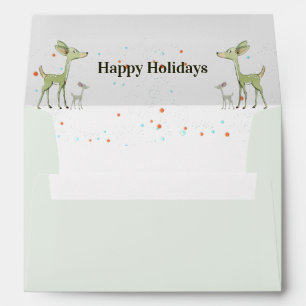 Christmas Celebration Green Deers Holidays Cute Envelope