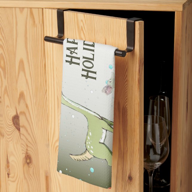 Christmas Celebration Green Deers Holidays Cute Kitchen Towel (Thirds Fold)