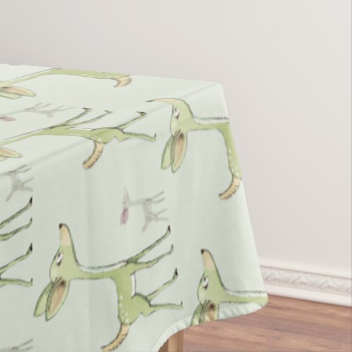 Christmas Celebration Green Deers Holidays Cute Tablecloth