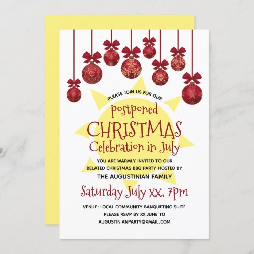 CHRISTMAS CELEBRATION IN JULY BBQ Party Invitation