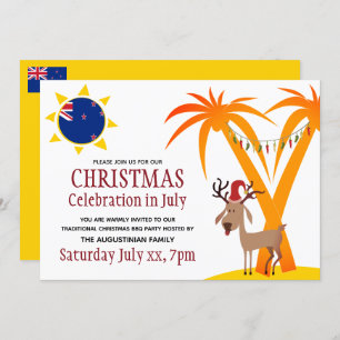 CHRISTMAS CELEBRATION IN JULY New Zealand BBQ Invitation