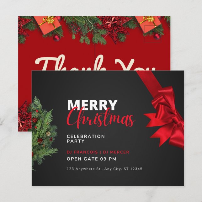 Christmas Celebration Party Invitation Post Card (Front/Back)