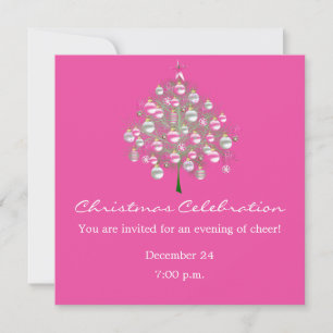 Christmas Celebration Pink-Themed Invitation