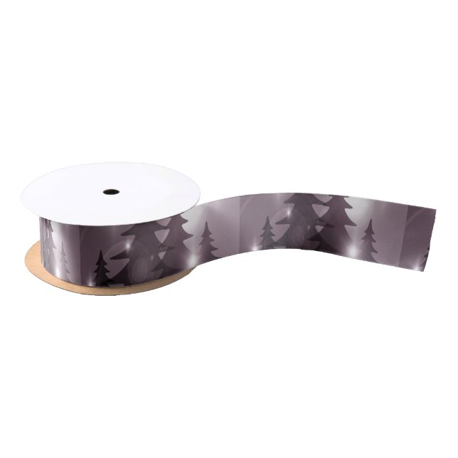 Christmas Celebration Pink Trees Purple Elegant Satin Ribbon (Spool)