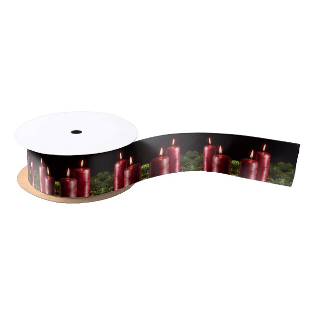 Christmas Celebration Red Candles Black           Satin Ribbon (Spool)