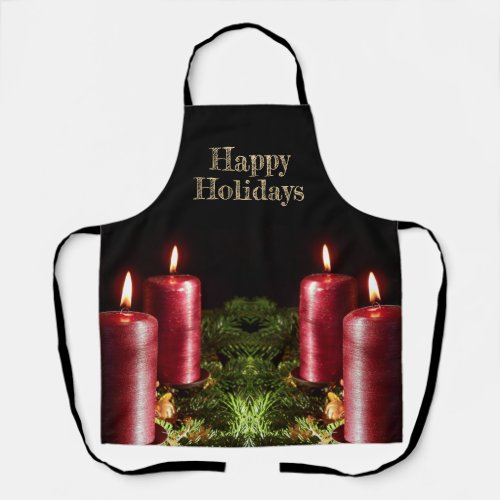 Christmas Celebration Red Candles Winter Holidays Apron