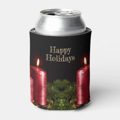 Christmas Celebration Red Candles Winter Holidays Can Cooler