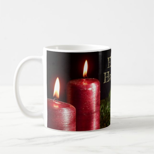 Christmas Celebration Red Candles Winter Holidays Coffee Mug (Left)