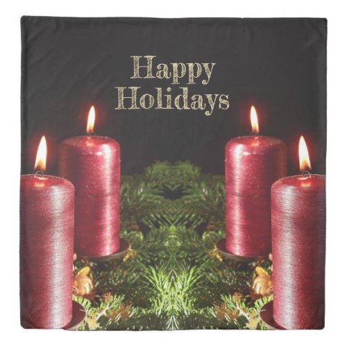 Christmas Celebration Red Candles Winter Holidays Duvet Cover