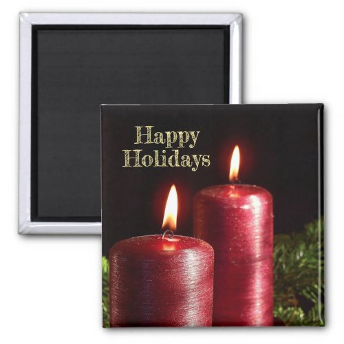 Christmas Celebration Red Candles Winter Holidays Magnet