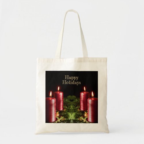 Christmas Celebration Red Candles Winter Holidays Tote Bag