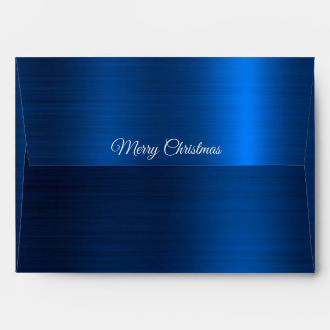 Christmas Celebration White Snowflakes Navy Blue Envelope (Back (Top Flap))