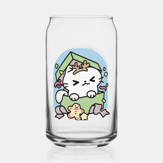 Christmas Celebration with Purr-ty Time Cat Can Glass (Front)