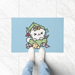 Christmas Celebration with Purr-ty Time Cat Doormat
