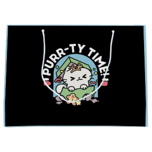 Christmas Celebration with Purr-ty Time Cat Large Gift Bag