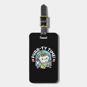 Christmas Celebration with Purr-ty Time Cat Luggage Tag