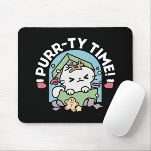 Christmas Celebration with Purr-ty Time Cat Mouse Pad