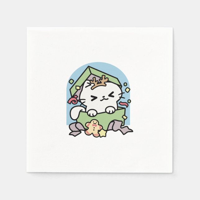 Christmas Celebration with Purr-ty Time Cat Napkins (Front)