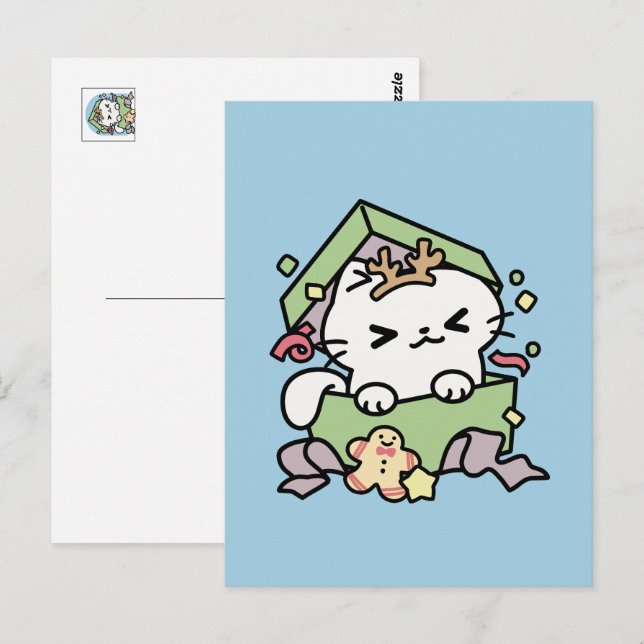 Christmas Celebration with Purr-ty Time Cat Postcard (Front/Back)