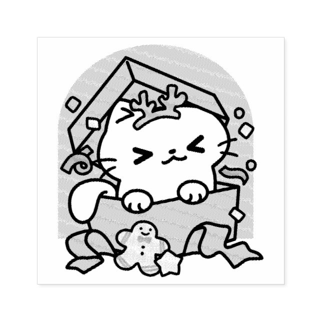 Christmas Celebration with Purr-ty Time Cat Rubber Stamp (Imprint)