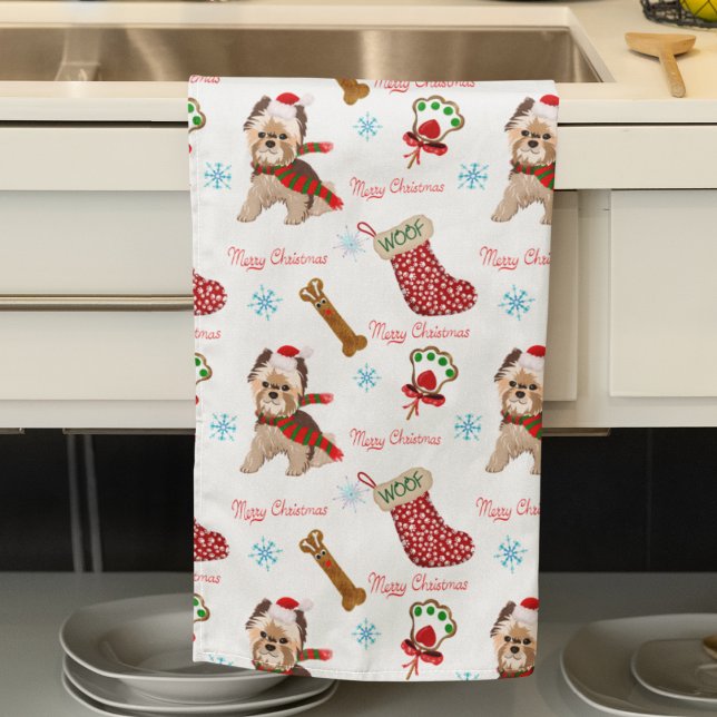 Christmas Celebration With Yorkie Pattern   Kitchen Towel (Creator Uploaded)