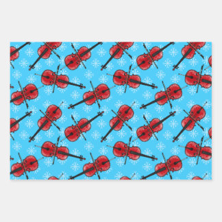 Christmas Cello Cellist Musician Pattern Wrapping Paper Sheets