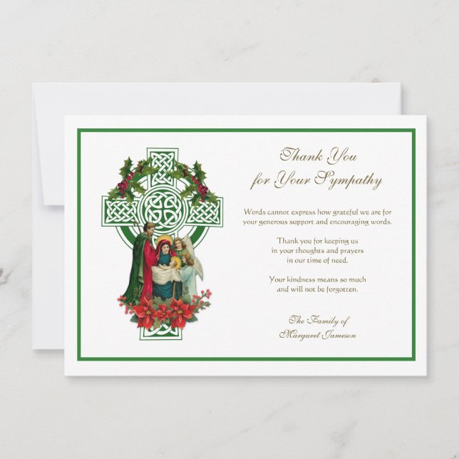 Christmas Celtic Cross Irish Condolence Thank You  (Front)