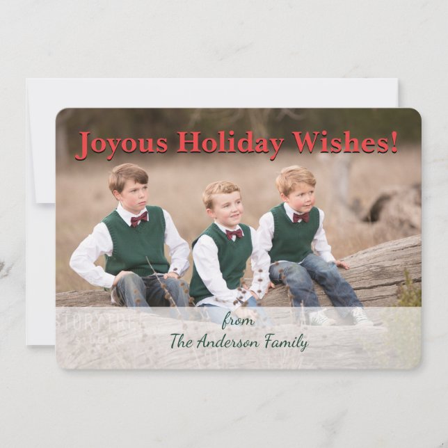 Christmas Celtic Holly Wreath Pattern Personalized Holiday Card (Front)