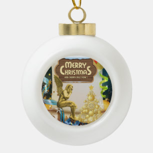 Christmas Ceramic Ball Ornament, Christmas Angel Ceramic Ball Christmas Ornament