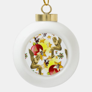 Christmas Ceramic Ball Ornament, Christmas Angel Ceramic Ball Christmas Ornament
