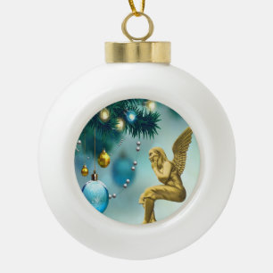 Christmas Ceramic Ball Ornament, Christmas Angel Ceramic Ball Christmas Ornament