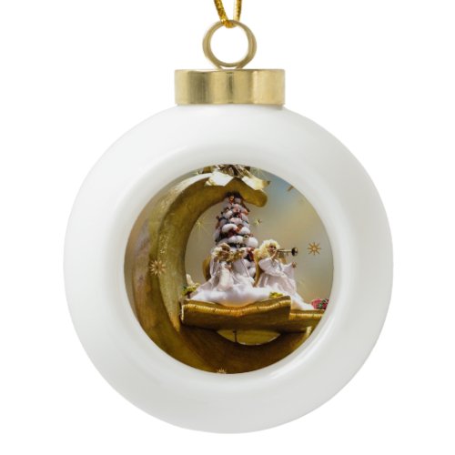 Christmas Ceramic Ball Ornament, Christmas Angel Ornament
