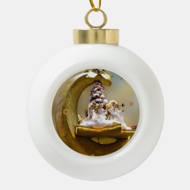 Christmas Ceramic Ball Ornament, Christmas Angel Ornament (Front)