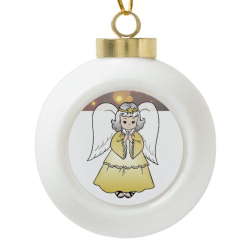 Christmas Ceramic Ball Ornament, Christmas Angel Ornament