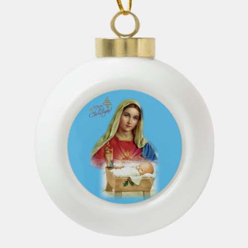 Christmas Ceramic Ball Ornament Jesus Christ Ceramic Ball Christmas Ornament