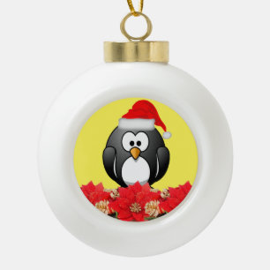 Christmas Ceramic Ball Ornament, Penguin Ceramic Ball Christmas Ornament
