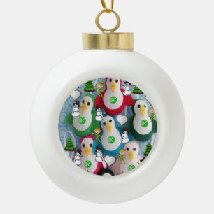 Christmas Ceramic Ball Ornament,  Penguin Ceramic Ball Christmas Ornament