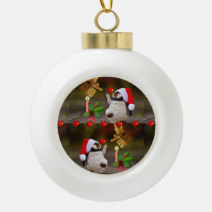 Christmas Ceramic Ball Ornament, Penguin Ornament