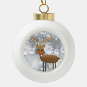 Christmas Ceramic Ball Ornament, Reindeer Ornament