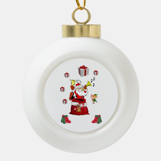 Christmas Ceramic Ball Ornament, Santa Ceramic Ball Christmas Ornament (Front)