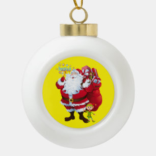 Christmas Ceramic Ball Ornament, Santa Ornament