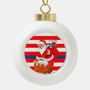 Christmas Ceramic Ball Ornament, Santa Ornament