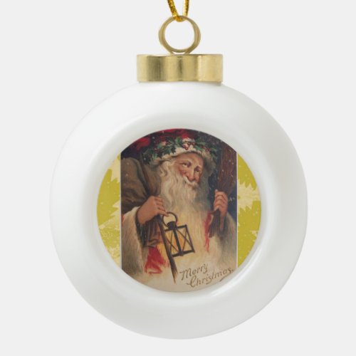 Christmas Ceramic Ball Ornament Santa Vintage Ceramic Ball Christmas Ornament