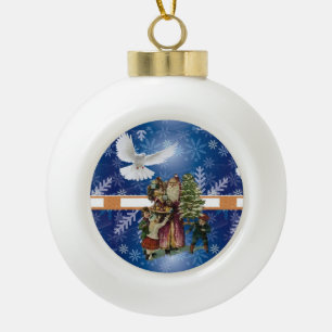 Christmas Ceramic Ball Ornament, Vintage Ceramic Ball Christmas Ornament