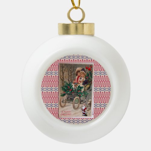 Christmas Ceramic Ball Ornament Vintage Ceramic Ball Christmas Ornament