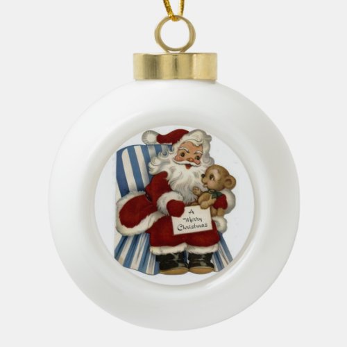 Christmas Ceramic Ball Ornament Vintage Ceramic Ball Christmas Ornament