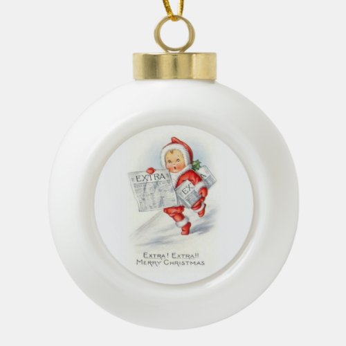 Christmas Ceramic Ball Ornament Vintage Ceramic Ball Christmas Ornament