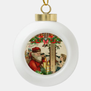 Christmas Ceramic Ball Ornament, Vintage Ornament