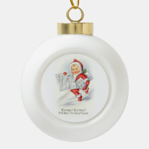 Christmas Ceramic Ball Ornament, Vintage Ornament